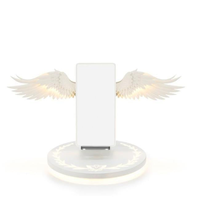 Kawaii White LED Wireless Charger With Angel Wings