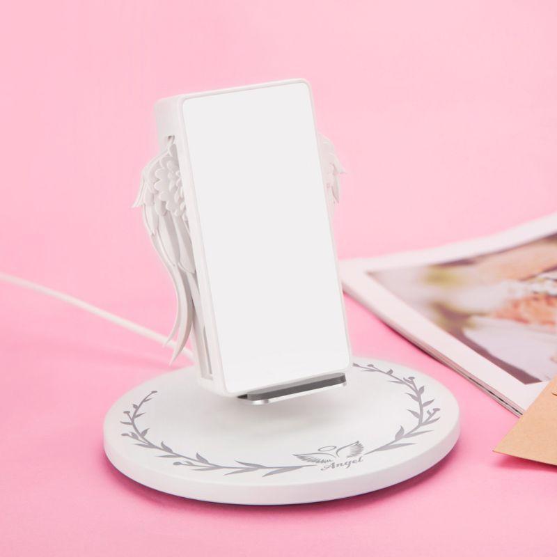 Kawaii LED Wireless Charger With Angel Wings Down