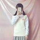 Model Wearing Our Cute Strawberry Milk Embroidered Vest