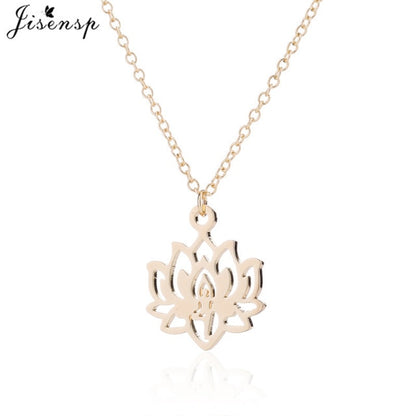 Lotus Flower Pendant Necklace in Gold