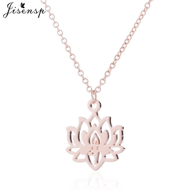 Lotus Flower Pendant Necklace in Pink
