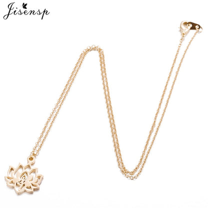 Lotus Flower Pendant Necklace in Gold