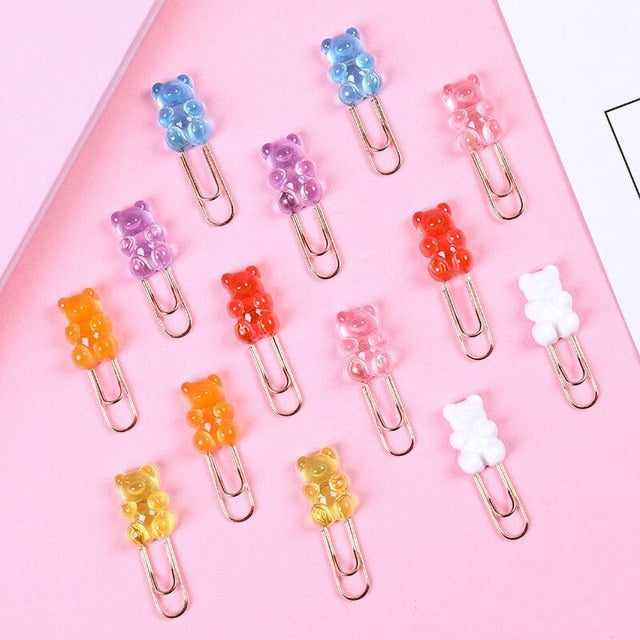 Kawaii Gummy Bear Paper Clips in Several Different Colors