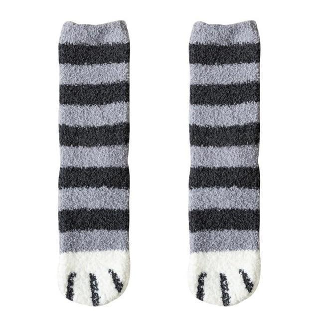 Kawaii Grey and Black Cat Feet Socks