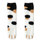 White, Brown, and Black Cat Feet Socks