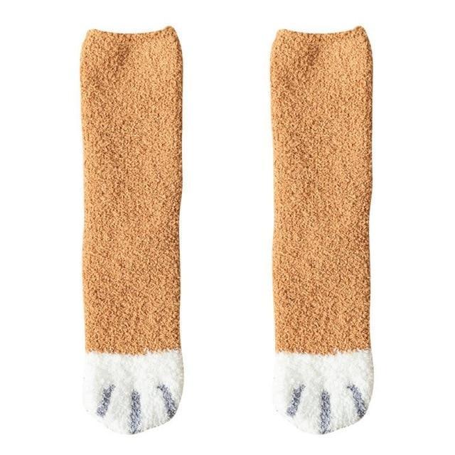 Kawaii Brown Cat Feet Socks