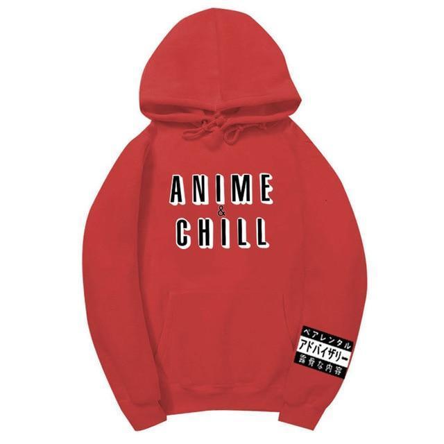 Red "Anime and Chill" Hoodie