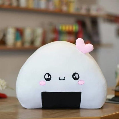 Kawaii Onigiri Plushie With Pink Bow Tie