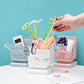 Blue, White, and Pink Desktop Storage Containers