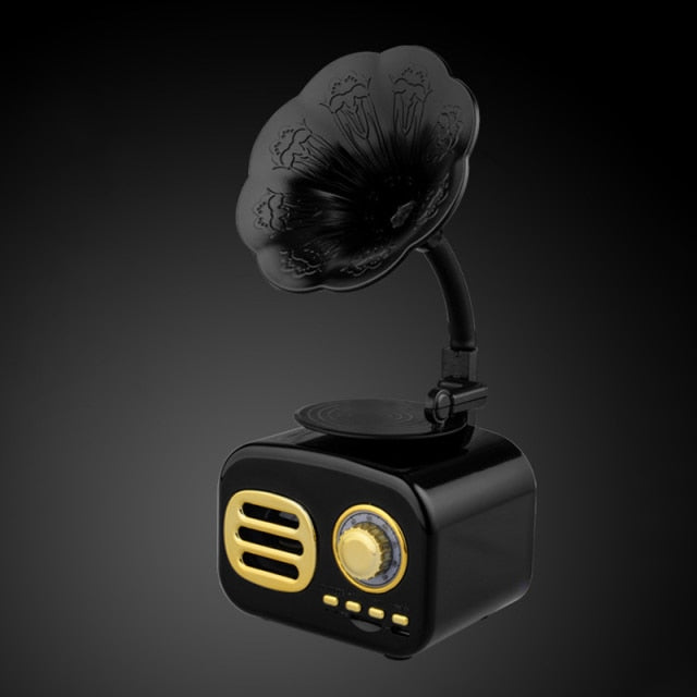 Kawaii Black Retro Phonograph Bluetooth Speaker