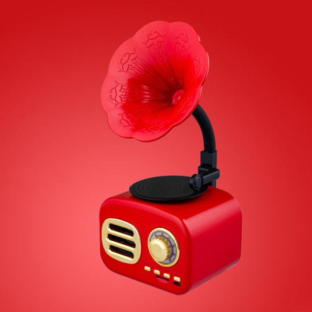 Kawaii Red Retro Phonograph Bluetooth Speaker