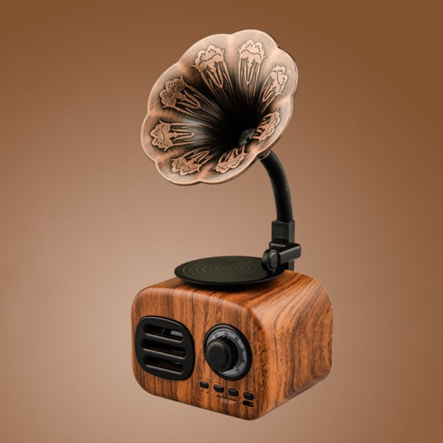 Kawaii Brown Retro Phonograph Bluetooth Speaker