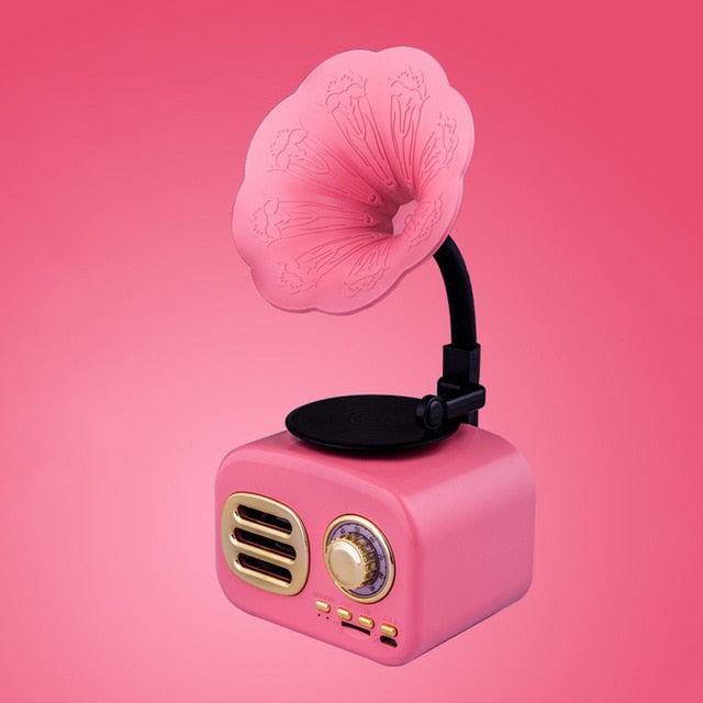 Kawaii Pink Retro Phonograph Bluetooth Speaker