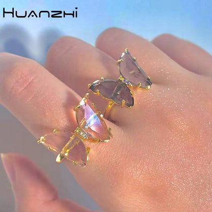 Cute Crystal Butterfly Rings