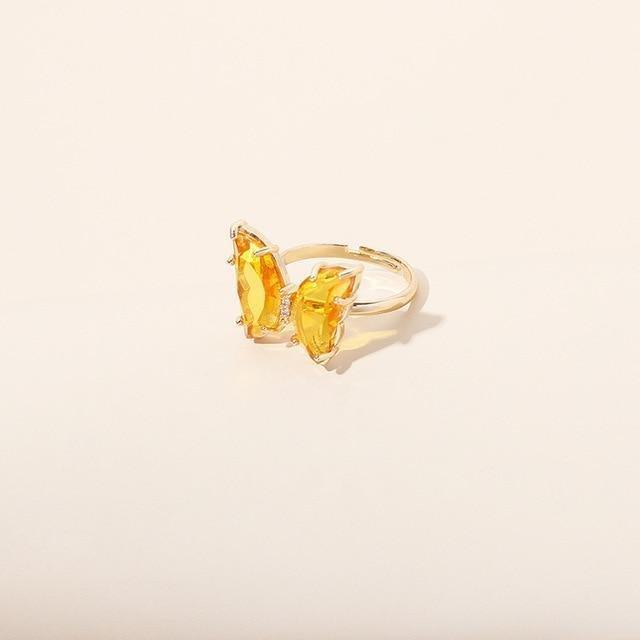 Kawaii Crystal Butterfly Ring in Yellow