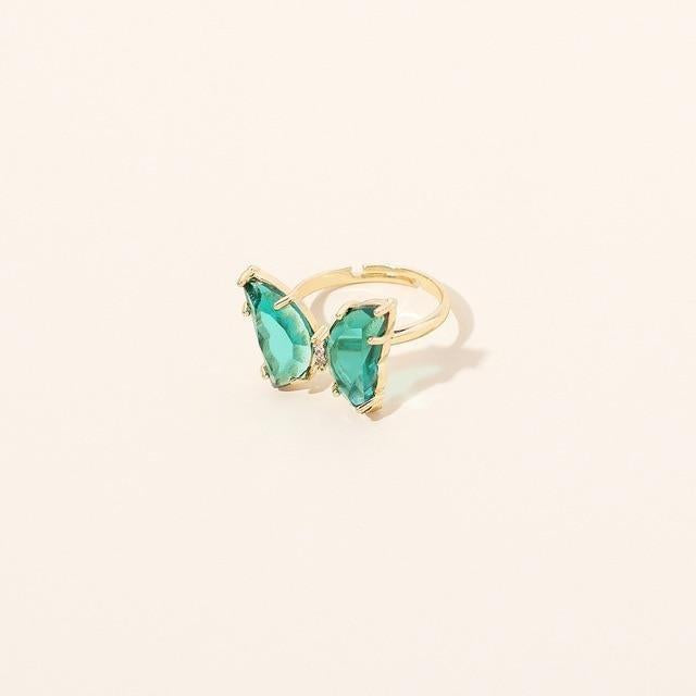 Kawaii Crystal Butterfly Ring in Green