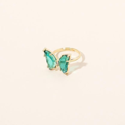 Kawaii Crystal Butterfly Ring in Green