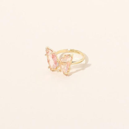 Kawaii Crystal Butterfly Ring in Pink