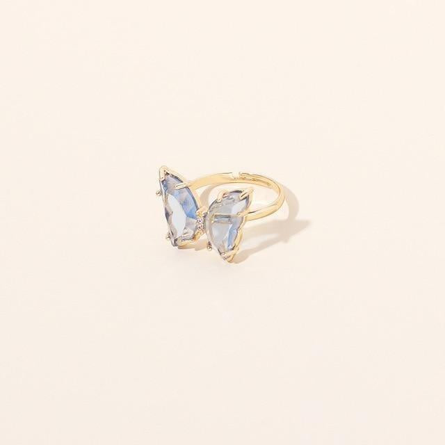Kawaii Crystal Butterfly Rings in Blue