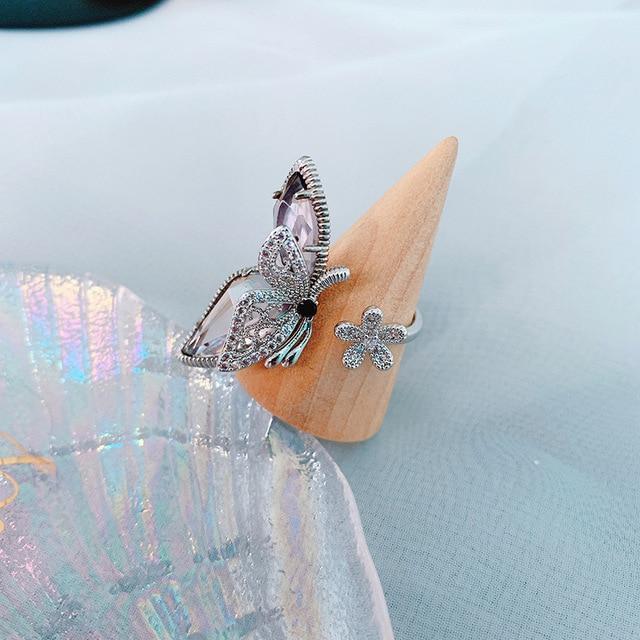 Kawaii Crystal Butterfly Ring