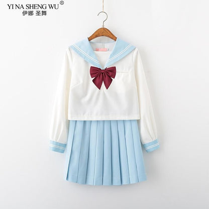 Kawaii Pastel Blue Japanese School Uniform Set
