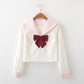 Kawaii Pink and White Japanese School Uniform Shirt With Red Bow