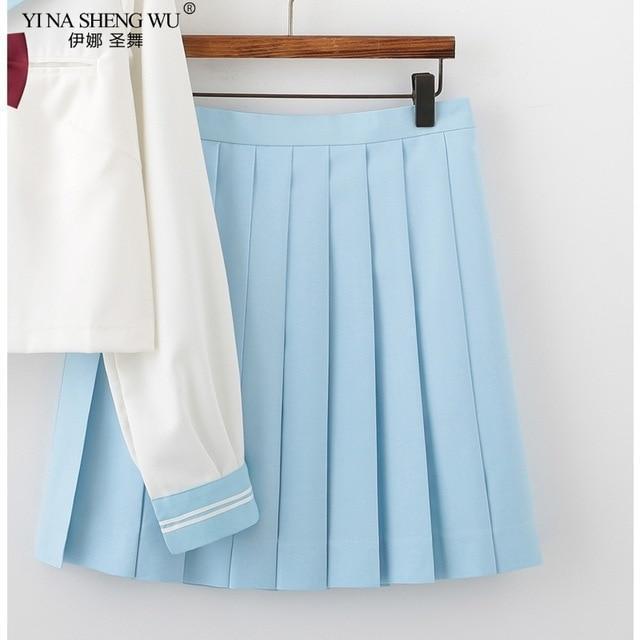 Kawaii Pastel Blue Japanese School Uniform Skirt
