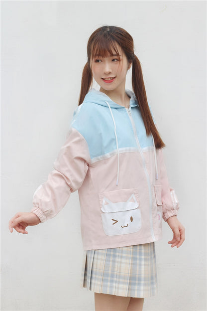 Side View of Model Wearing Pastel Neko Hoodie