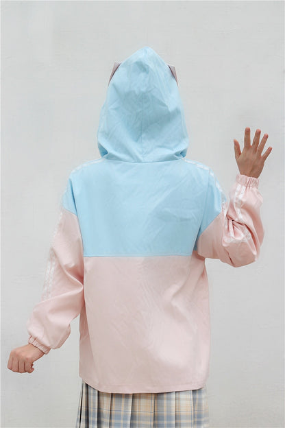 Back View of Kawaii Pastel Neko Hoodie