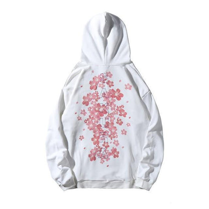 Kawaii Cherry Blossom Hoodie in White