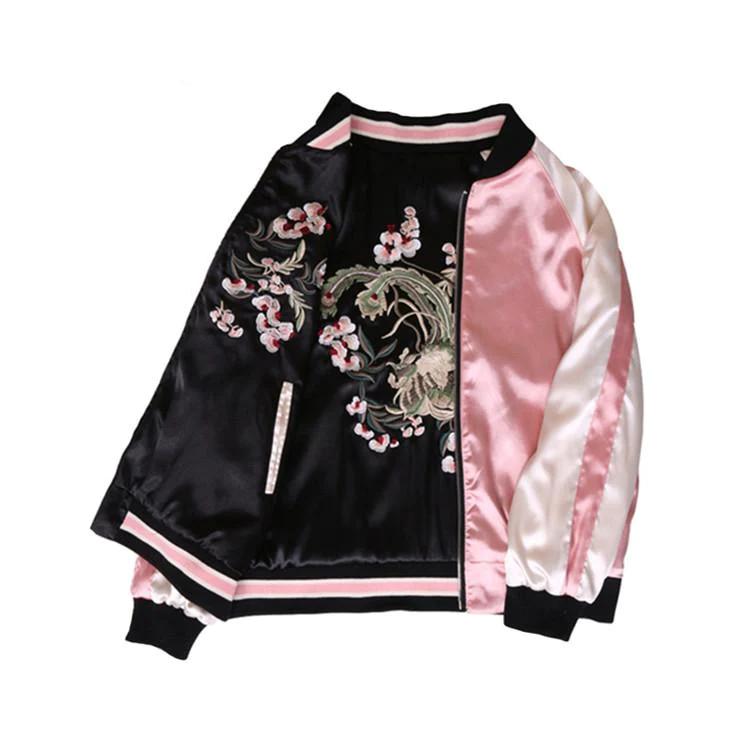 Kawaii Pink and Black Reversible Embroidered Jacket