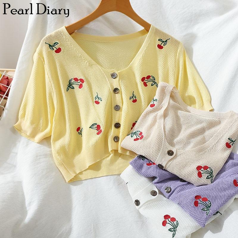 Kawaii Floral Knitted Crop Cardigans