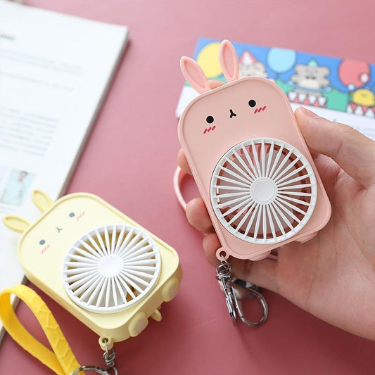 Pink and Yellow Kawaii Bunny Pocket Fan
