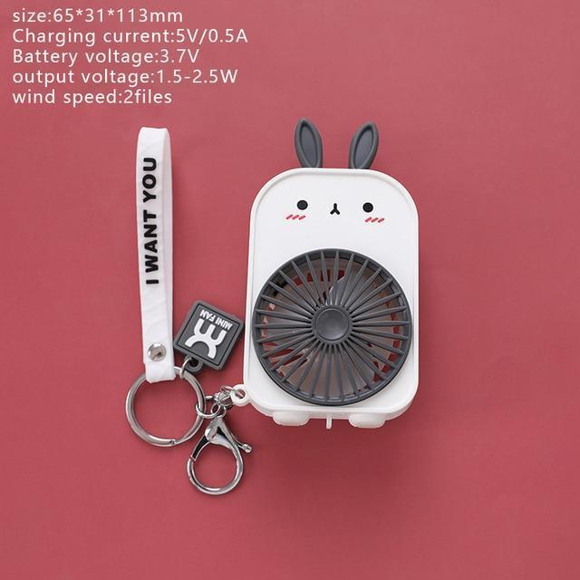 Kawaii Bunny Pocket Fan in White