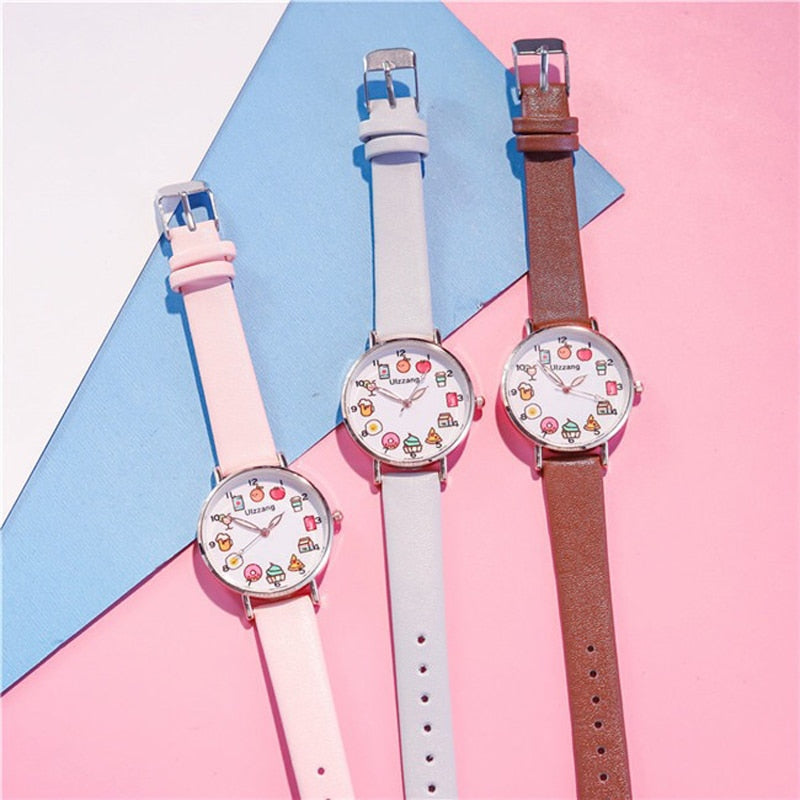 Kawaii Watches in Pink, Blue, and Brown