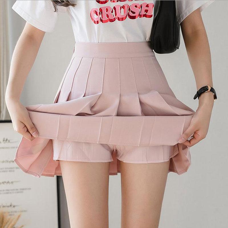 Kawaii Pink High Waist Pleated Skort