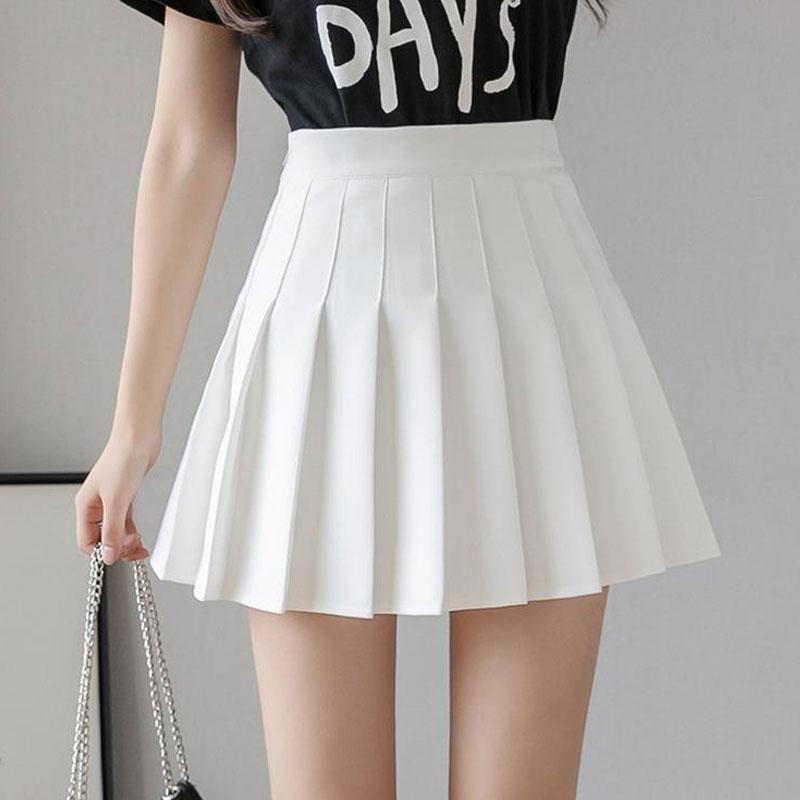 Kawaii White High Waist Pleated Skort