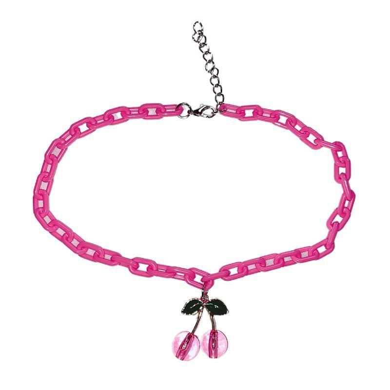 Kawaii Pink Cherry Necklace
