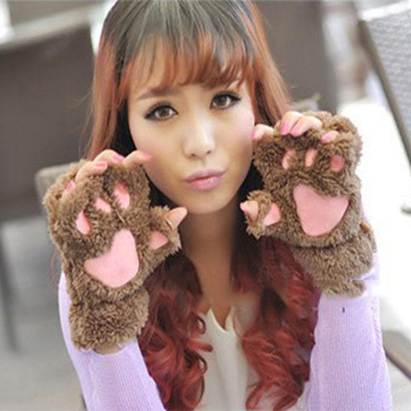 Kawaii Brown Animal Paw Mittens