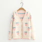 Kawaii Peach Print Cardigan in Khaki