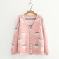 Kawaii Peach Print Cardigan in Pink