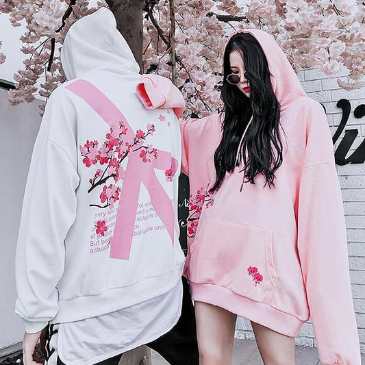 Pink and white Peace Cherry Blossom Hoodies