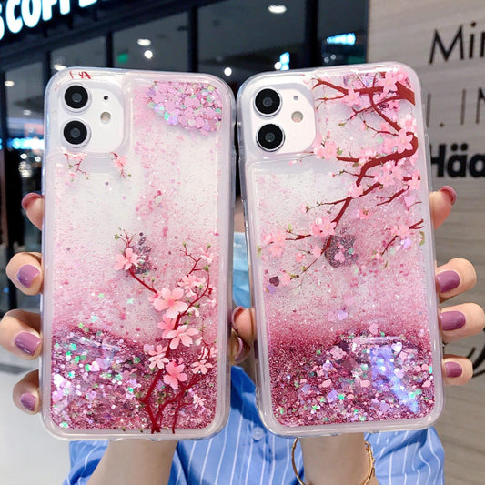 Kawaii Cherry Blossom Glitter Phone Cases
