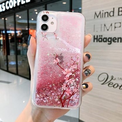 Kawaii Cherry Blossom Glitter Phone Case