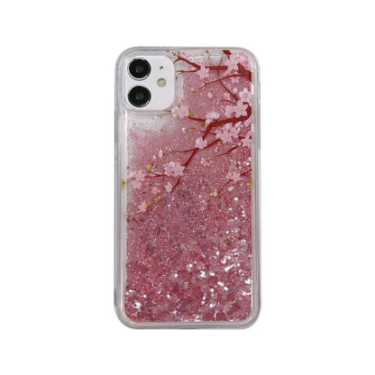 Kawaii Pink Cherry Blossom Glitter Phone Case