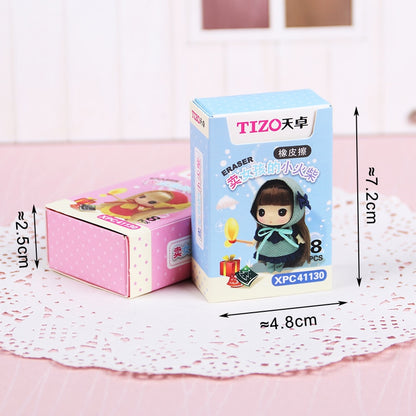 Kawaii Eraser Matches in Pink and Blue Boxes