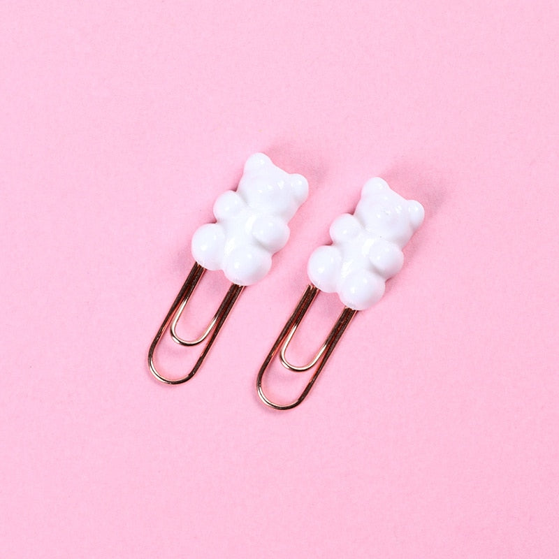 Kawaii White Gummy Bear Paper Clips