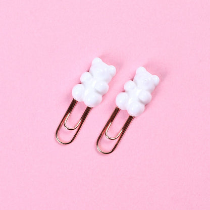 Kawaii White Gummy Bear Paper Clips