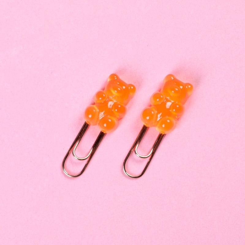 Kawaii Orange Gummy Bear Paper Clips