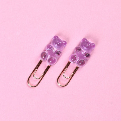 Kawaii Purple Gummy Bear Paper Clips